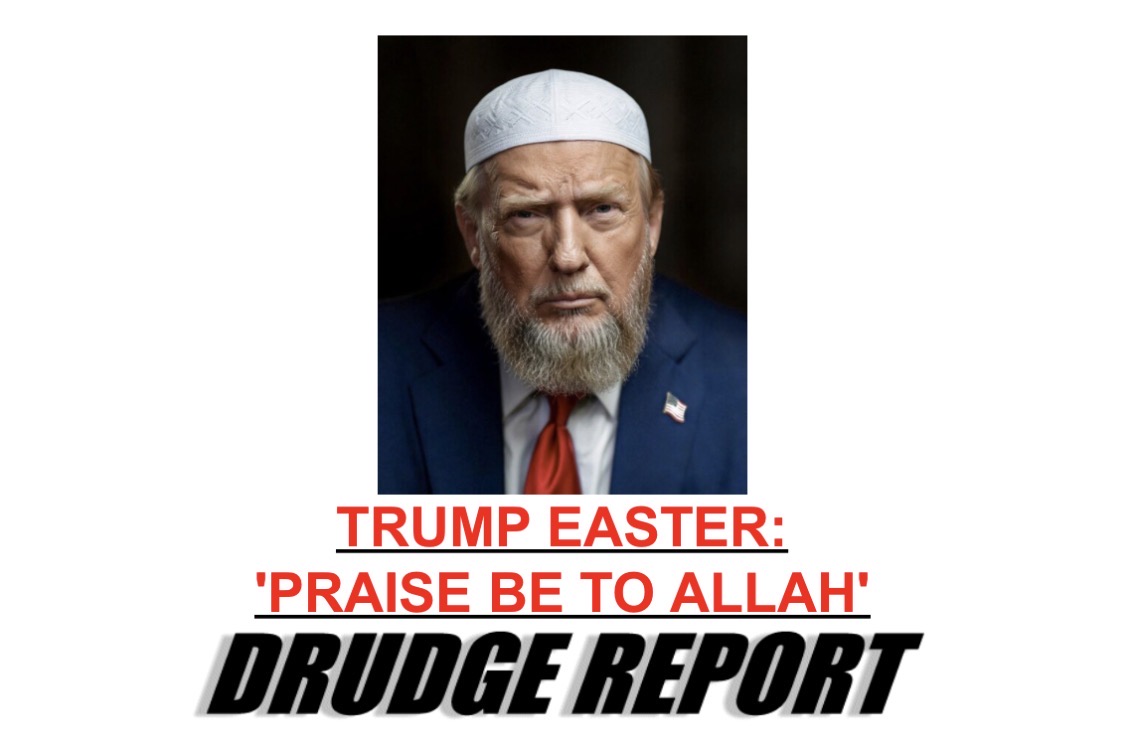 Drudge Report headline — Trump Easter: Praise Be to Allah