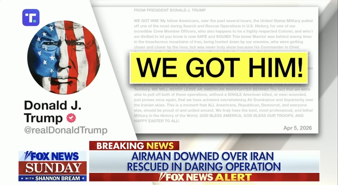 President Trump announces rescue of second downed US airman from Iran