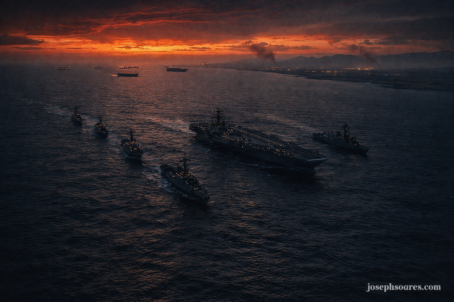 US Navy carrier strike group blockading the Strait of Hormuz