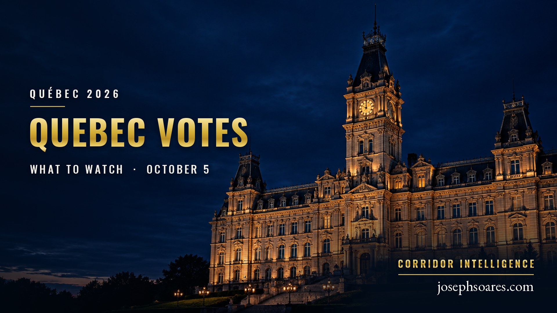 Quebec votes: the National Assembly at dusk (illustration), Corridor Intelligence